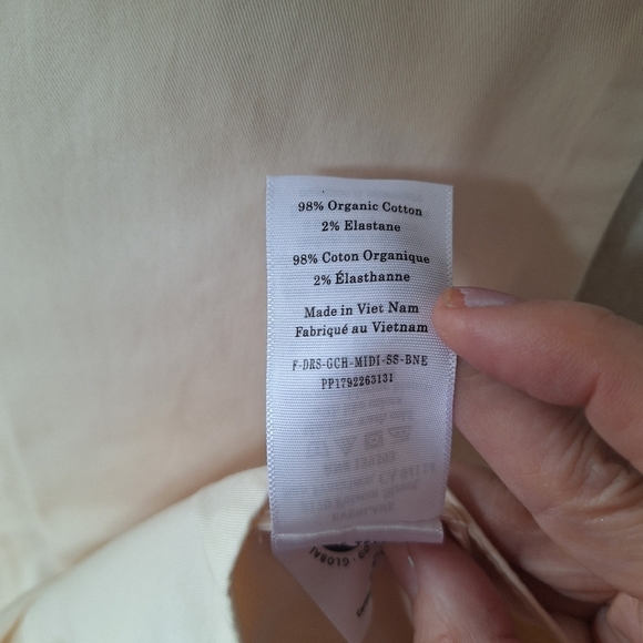 NWT Everlane Short Sleeve Puff Midi Dress Lagenlook  Pale/Yellow Womens Size S - Picture 7 of 12